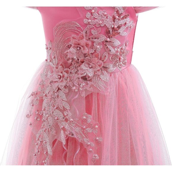 🆕Girls Dusty Pink Lace Sequin Embroidery Wedding Party Pageant Ball Gown - Picture 7 of 7